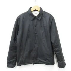 チャンピオン CHAMPION ジャケット コーチジャケット ステンカラー 裏ボア 中綿 刺繍 黒 ブラック L
