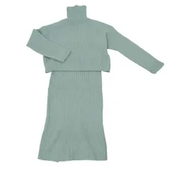 ☆ パステルブルー ☆ タートルネックトップス ニットワンピース セットアップ ニットワンピース トップス セットアップ 長袖 ワンピース ロング ロング丈 タイトスカート ニットトップス 長袖ワンピース タートルネック ワンピ ロングワンピース ロングワンピ