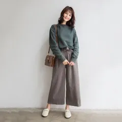 ☆ ダークベージュ ☆ Mサイズ ☆ ワイドパンツ ボトムス ストライプ柄 ガウチョパンツ 七分丈 ワイドパンツ レディース レディースパンツ ズボン ずぼん ボトムス パンツ 7分丈 きれいめ 秋冬 ストライプ 秋 冬 おしゃれ オシャレ 通勤 通学 可愛い