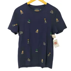 ポロラルフローレン POLO RALPH LAUREN 総柄 刺繍 クルーネックTシャツ ポロベア エンブレム CUSTOM SLIM FIT メンズ JPN：M 
