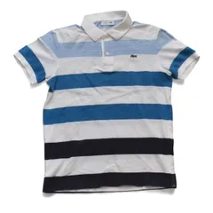 LACOSTE ラコステ ポロシャツ 半袖 鹿の子 ボーダー 綿 コットン 3 グラデーション PH108EL メンズ ホワイト