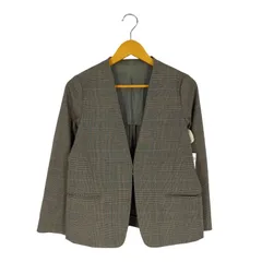 シップス SHIPS グレンチェック ノーカラージャケット レディース JPN：38 