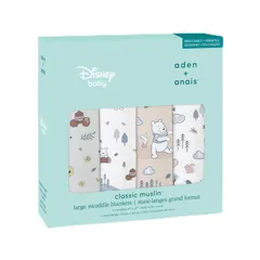 aden + anais エイデンアンドアネイ スワドル くまのプーさん ウィニー ハニータイム 4枚 おくるみ コットンモスリン 