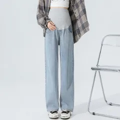 ☆ ライトブルー ☆ XLサイズ ☆ マタニティー デニム マタニティパンツ デニム ワイド マタニティ パンツ デニムパンツ ワイドパンツ デニムワイドパンツ ボトムス ズボン 大きいサイズ おしゃれ レディース 動きやすい 春夏 春秋 ゆったり 妊婦服