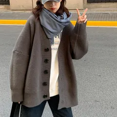 ☆ グレー ☆ ニットトップス 厚手 ニット カーディガン レディース ニットカーディガン 厚手 セーター カーデガン トップス 秋 冬 長袖 カジュアル きれいめ 秋冬 前開き オーバーサイズ 大人 可愛い オフィス 通勤 レディースファッション