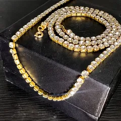 在庫一掃セール 高品質CZダイヤ テニス ネックレス ゴールド bling-bling ブリンブリン ゴージャス ダイヤ パヴェ 送料込