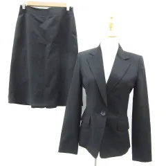 コムサデモード COMME CA DU MODE スーツ セットアップ 上下 テーラードジャケット ミドル丈 シングルボタン フレアスカート ミモレ丈 上9 下11 ブラック 黒 /YM36