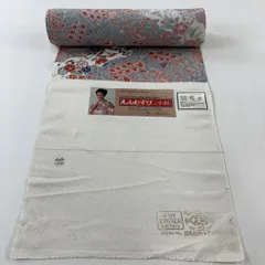 反物 秀品 小紋 草花 灰紫 正絹 【中古】