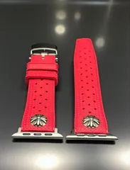 アップルウォッチ　フッ素ラバーバンド　カスタム　クロス　シルバー　Apple Watchカスタム　　コンチョ付 555