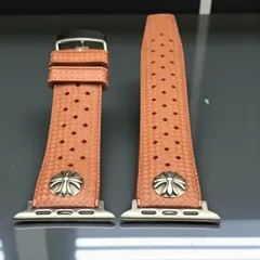 アップルウォッチ　フッ素ラバーバンド　カスタム　クロス　シルバー　Apple Watchカスタム　　コンチョ付 558