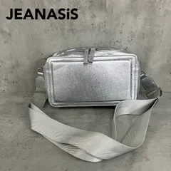 【美品】JEANASIS ジーナシス 4ポケット ワンショルダーバッグ シルバー メタリック ロゴ型押し Y2K スクエア ボックス型 幅広ストラップ ジップ開閉 クロスボディ 高見え　★ ■■
