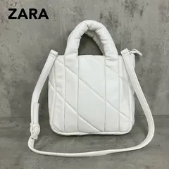 【ZARA】ザラ キルティング ミニバッグ 2WAY ふっくら ハンドル パフバッグ 白 ホワイト ショルダーバッグ スクエア ステッチ 完売品　★ ■■
