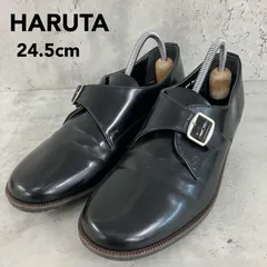 美品 HARUTA ハルタ モンクストラップシューズ 24.5cm EE 黒 ブラック 革靴 レザー 学生 通学 通勤 ビジネス フォーマル 日本製 MJBA 237　★ ■■