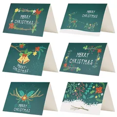 【新品】 Kesote クリスマスカード メッセージカード 24枚 封筒付き オシャレ グリーティングカード ポストカード ギフトカード クリスマス飾り 花 トナカイ ベール オシャレ デコレーション 1