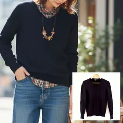 定番アイテム◎カシミヤ100％◎【UNIQLO】ユニクロ Vネック カシミヤ セーター シンプル ニット 重ね着 秋 冬 着回し 定番 おしゃれ こなれ感 紺 ネイビー レディース サイズ M /M37647HH
