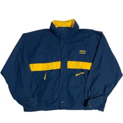 アパレル 企業ロゴ バイカラー ナイロンジャケット アウター ネイビー イエロー 2XL メンズ 古着 長袖