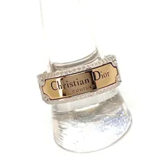 美品★希少★ Christian Dior クリスチャン ディオール リング COUTURE クチュール チェーンリング 指輪 ゴールド シルバー ロゴプレート M 20号のサムネイル