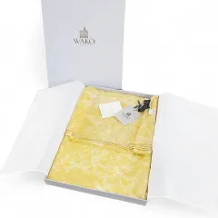 【中古】未使用品 ワコー WAKO ストール スカーフ 絹 シルク 黄 イエロー イタリア製 シースルー 透け感 総柄 タグ付 ワコー WAKO ストール スカーフ 絹 シルク 黄 イエロー系 イタリア製