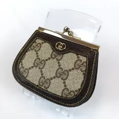 GUCCI グッチ コインケース 小銭入れ GGスプリーム がま口 オールドグッチ ブラウン系 メンズ レディース ヴィンテージ 中古