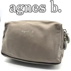 【良品】agnes b. アニエスベー ナイロン ポーチ ベージュ ロゴ刺繍 / agnes b. Nylon Pouch Beige with Logo Embroidery　1105006