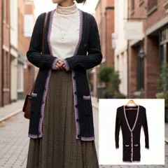 これからの時期に◎【FREDPERRY】フレッドペリー ケーブル編み Vネック カーディガン コットン ニット ライン ロゴ 刺繍 カジュアル 秋 冬 着回し おしゃれ ダーク グレー ピンク レディース UK 10 /M37649HH