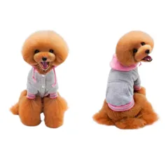 犬服 冬 アウター 防寒 パーカー フード付きパーカー 裏起毛 ボタン留めタイプ 抜け毛防止 シンプル ジャケット ツートンカラー スポーツ 厚手 防寒コート あたっか 犬の服 冬服 ペット服　グレー　Lサイズ　中型犬