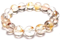 【１点物】ライモナイト共生◇スモーキー エレスチャルクォーツ　13.5mm　ブレスレット パワーストーン 天然石 _MC476