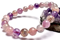 【１点物】人気◇マルチカラー スーパーセブン　8mm　ブレスレット パワーストーン 天然石 _MC601