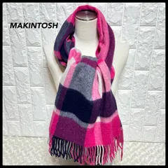 MACKINTOSH PHILOSOPHY マッキントッシュフィロソフィー　チェック柄　ピンク　マフラー　ストール　フリンジ