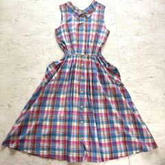 DAMACollectionダーマコレクション麻リネンチェック柄ワンピース11号