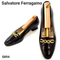 サルヴァトーレフェラガモ　ガンチーニ　ビットローファー　ブラック　エナメル