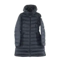 MONCLER (モンクレール) 15AW FLAMMETTE フラメッテ ワッペンロゴ フーデッド ジップアップ ダウン ロング ジャケット コート ブラック レディース A20934993105 54155