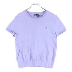 POLO RALPH LAUREN (ポロラルフローレン) 刺繍 ロゴ 半袖 ニット セーター パープル レディース