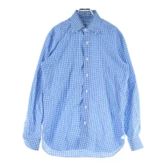 Errico Formicola (エリコフォルミコラ) UNITED ARROWS別注 チェック柄 長袖ボタンダウンシャツ クブルー/ホワイト 1111-343-0718