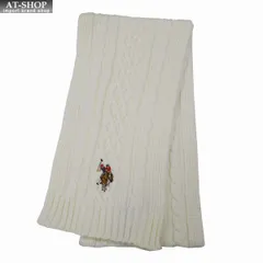 ポロ マフラー U.S. POLO ASSN メンズ レディース ニットマフラー USPA-2014 447464 ホワイト 2024AW 誕生日 プレゼント ギフト