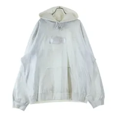 SUPREME (シュプリーム) 24SS ×MM6 Maison Margiela Foil Box Logo Hooded Sweatshirt メゾンマルジェラ ボックスロゴ スウェットプルオーバーパーカー シルバー
