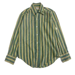USヴィンテージ 60-70s ストライプシャツ グリーン メンズXS相当