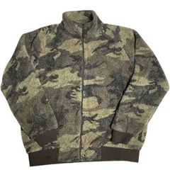 カベラス バーバーフリース ボアジャケット ジャケット 迷彩 カモフラージュ柄 シェルパフリース フルジップ アウトドア アウター メンズ 古着 長袖