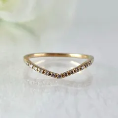 283【アガット】K18 ダイヤモンド　0.06ct リング　V 約7号