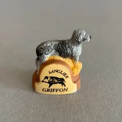 グリフォン犬のフェーブ/狩猟犬/動物/フランス雑貨/陶器ミニチュア/ブロカント/ヴィンテージ/蚤の市/幸運の小さな陶器