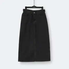 (新品) デニム ロング スカート デニムスカート S ブラック