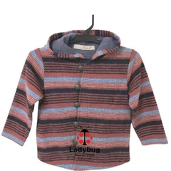 GLOBAL WORK グローバルワーク 美品 女の子 キッズ 子供服 フード付き ニットカーディガン コート ピンク ボーダー 90 100 秋冬 防寒 可愛い おしゃれ 人気 ブランド 上品 きれいめ 通園 通学 羽織り 暖かい