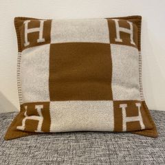HERMES エルメス クッション Hディアゴナルインテリア ブラウン