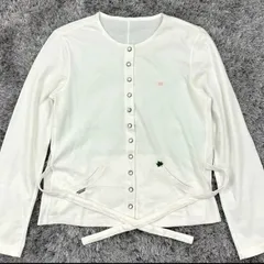 【未使用】Mademoiselle NON NON マドモアゼルノンノン カーディガン　 紐付き ポケット有り 刺繍 ホワイト　白