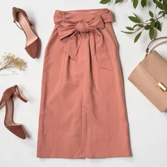 美品　アプワイザーリッシェ　リボン付ステッチ　ハイウエスト　タイトスカート　ピンク系　XS