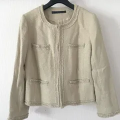 マルティニーク martinique ノーカラージャケット　ツイード　長袖　総裏地