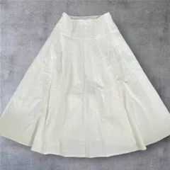 ナチュラルビューティーベーシック NATURAL BEAUTY BASIC フレアスカート S ホワイト ロング丈 光沢感あり 上品