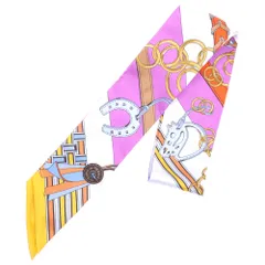 【極美品】HERMES エルメス ツイリー 馬勒とチャーム ピンク 極美品】HERMES エルメス ツイリー 馬勒とチャーム ピンク