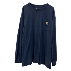 Carhartt 長袖 無地Tシャツ 2XL ネイビー カーハート プルオーバー ロンT オリジナルフィット アームプリント 胸ポケット 春物 a711-5018のサムネイル