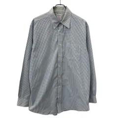 BROOKS BROTHERS 長袖 チェックシャツ L ブルー系 ブルックスブラザーズ ボタンダウンシャツ ノンアイロン コットン100% 春物 a711-5050のサムネイル